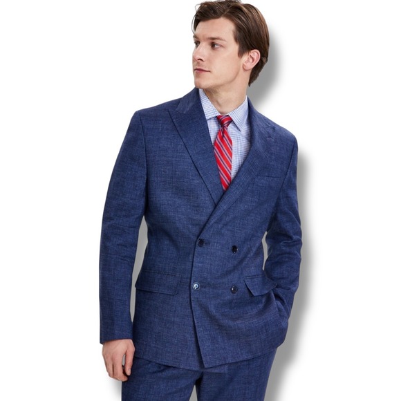 NWT Tommy Hilfiger Modern Fit Double Breasted Blazer 48 Long Blue $360 - Picture 1 of 14